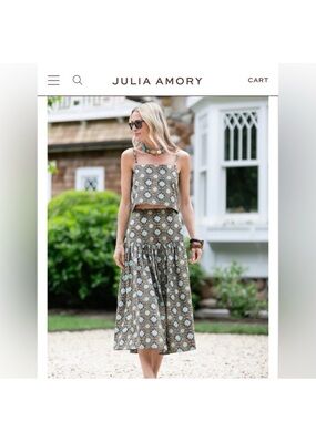 Julia Amory Circle Top and  Skirt  Set Poplin Ecru Sandstone XS